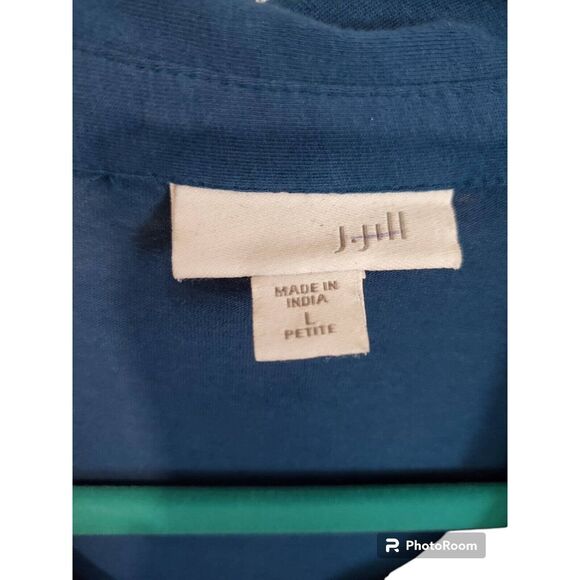 J. Jill Tunic Top Cotton Stretch Button Front Long Sleeves Blue Petite L NWOT - Picture 2 of 3